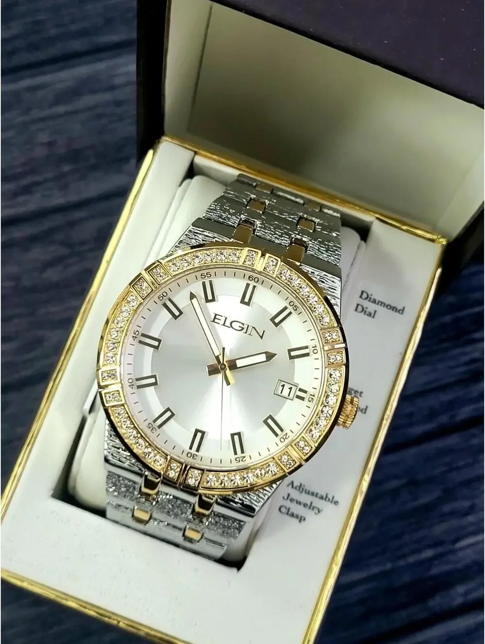 Rare Elgin‎ Nugget Diamond Bezel Mens Watch Authorized Dealer